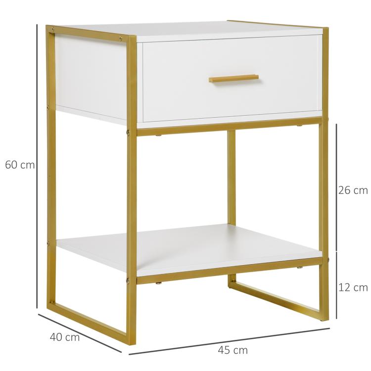 Modern Bedside Table - White