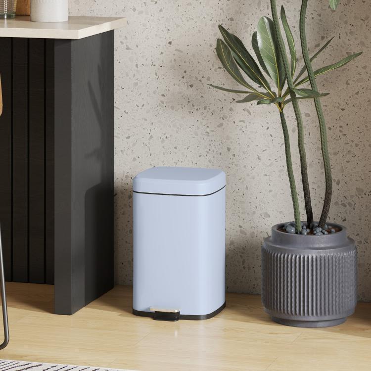 20L Modern Boxy Metal Home Kitchen Bin - Light Blue