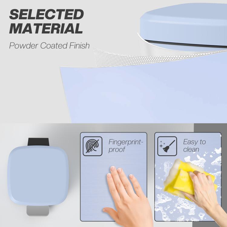 20L Modern Boxy Metal Home Kitchen Bin - Light Blue