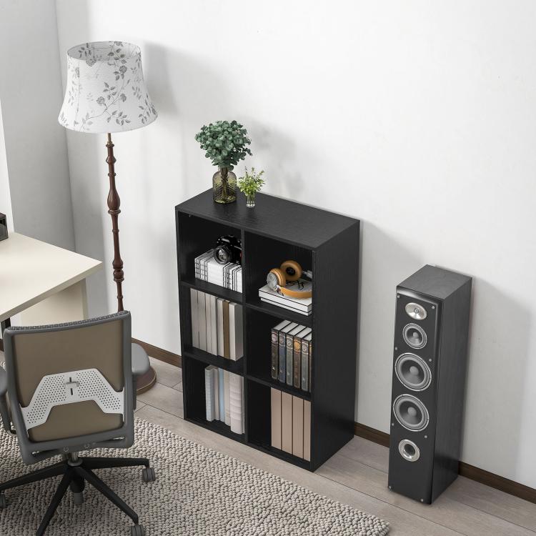 Six-Cube Bookcase - Black Wood Effect