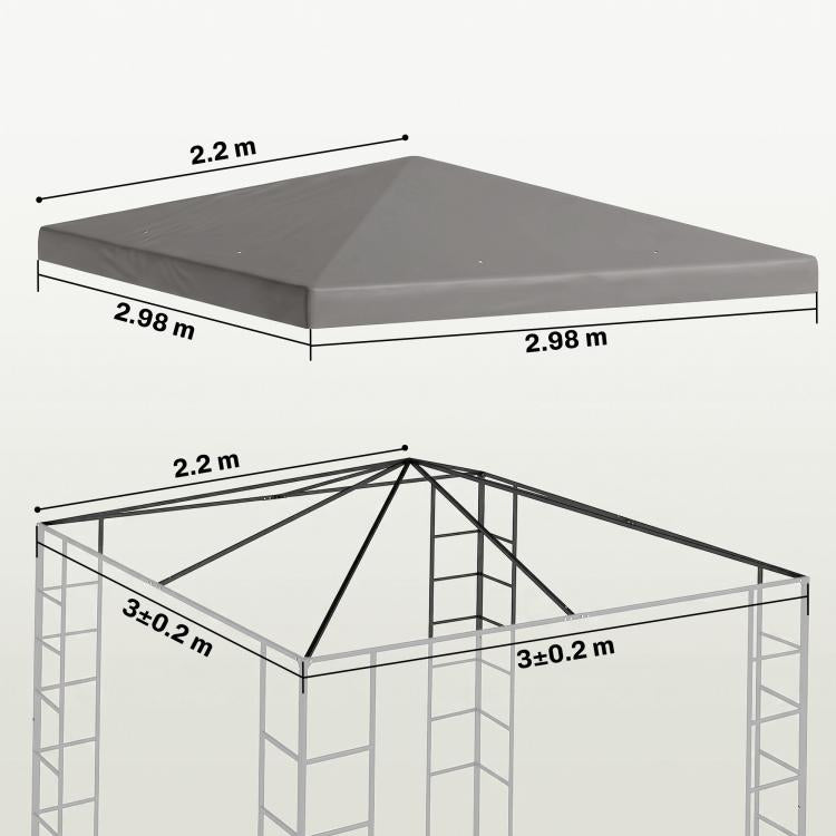 3 x 3(m) Gazebo Frame Replacement - Grey
