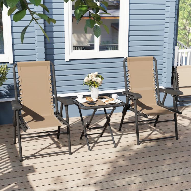 Three-Piece Garden Table and Chair Set - Khaki