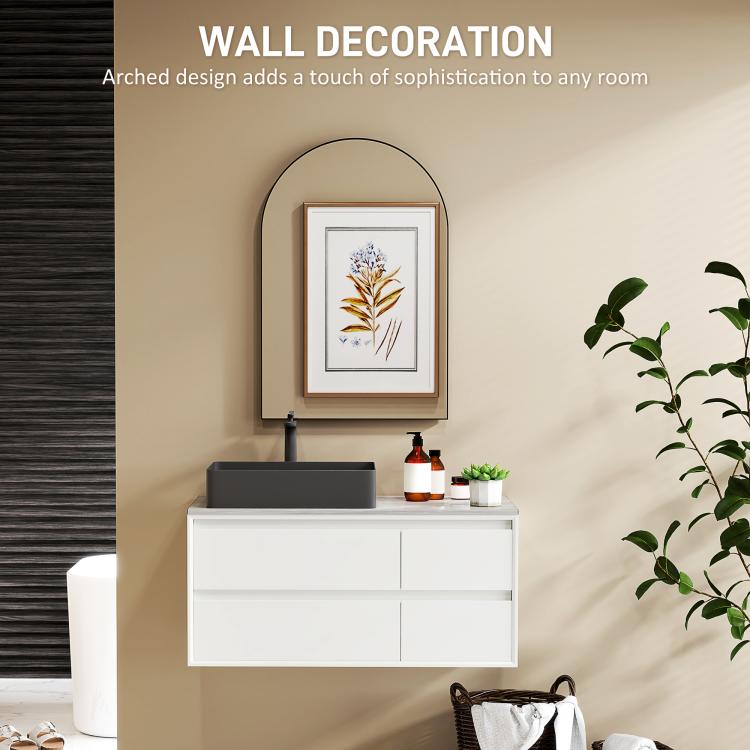 60 x 90cm Arched Home Mirror - Black