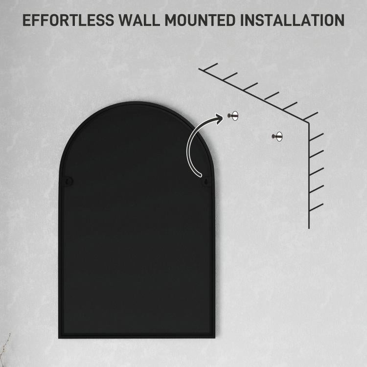 60 x 90cm Arched Home Mirror - Black