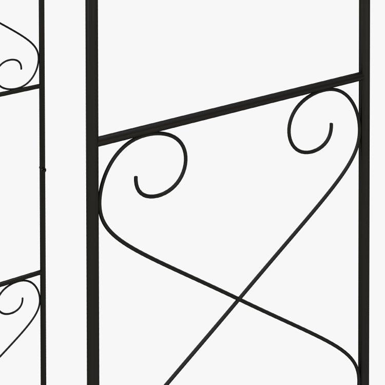 Decorative Garden Arch, with Gate - Black