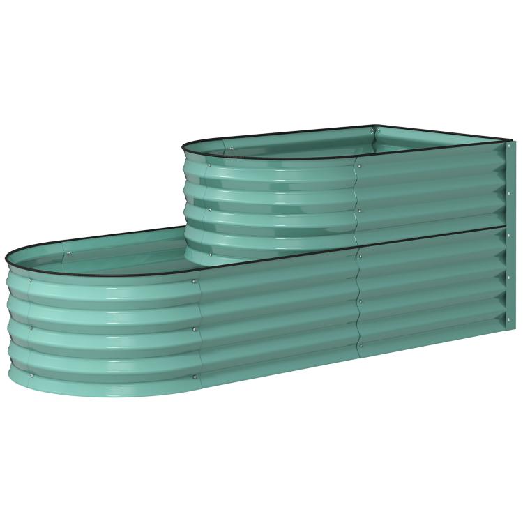 Two-Tier Galvanised Steel Garden Planter - Dark Green