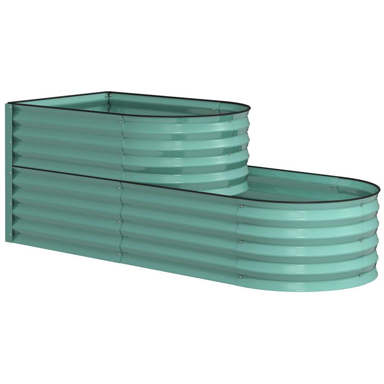 Two-Tier Galvanised Steel Garden Planter - Dark Green
