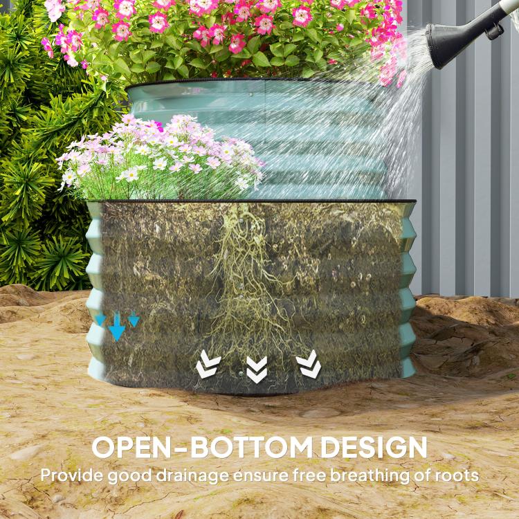 Two-Tier Galvanised Steel Garden Planter - Dark Green