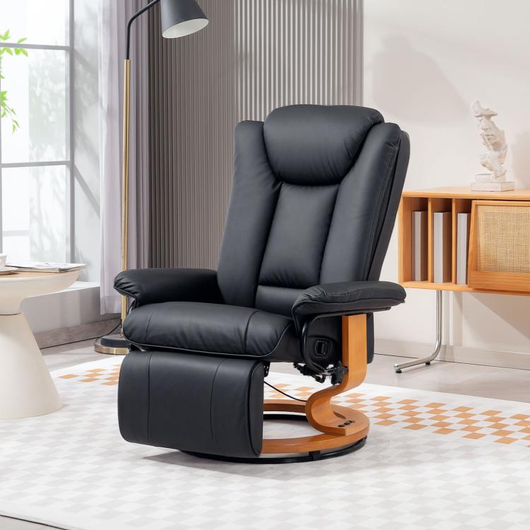Faux Leather Recliner Chair - Black
