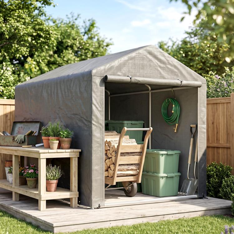 2.2 x 1.6 m Outdoor Storage Tent, with Accessories - Light Grey