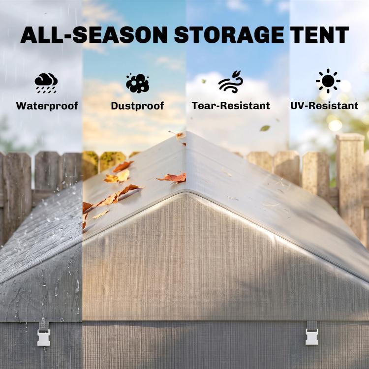 2.2 x 1.6 m Outdoor Storage Tent, with Accessories - Light Grey
