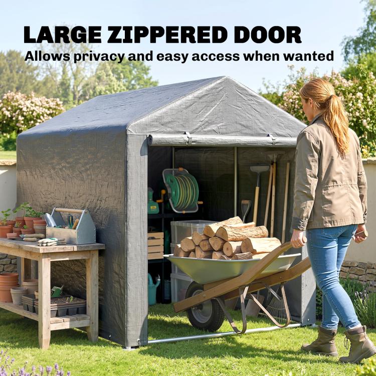 2.2 x 1.6 m Outdoor Storage Tent, with Accessories - Light Grey