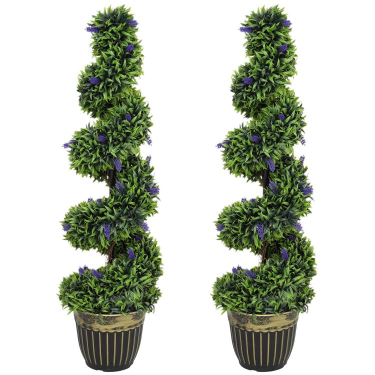 Set of Two 115cm Artificial Lavender Trees