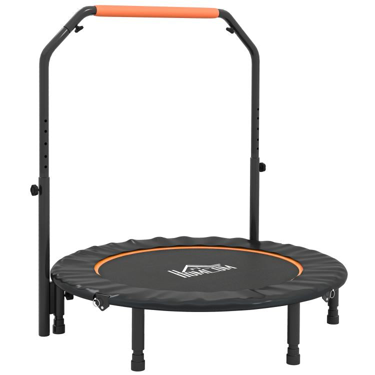 45 inch Foldable Mini Fitness Trampoline, with Adjustable Foam Handle, Orange