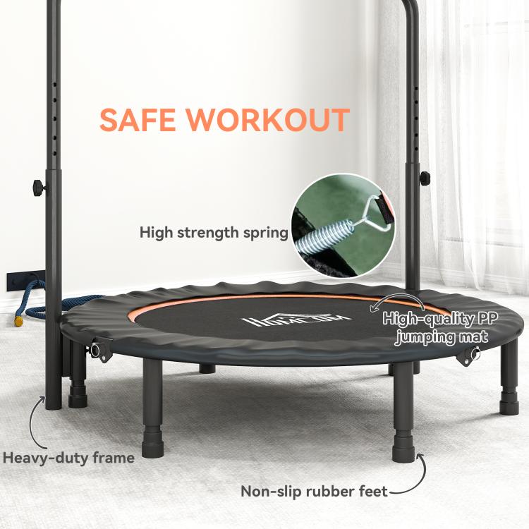 45 inch Foldable Mini Fitness Trampoline, with Adjustable Foam Handle, Orange