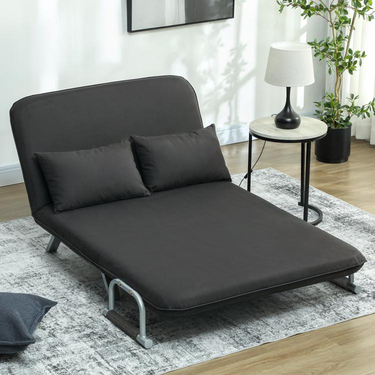 Two-Seater Click-Clack Sofa Bed - Charcoal Grey