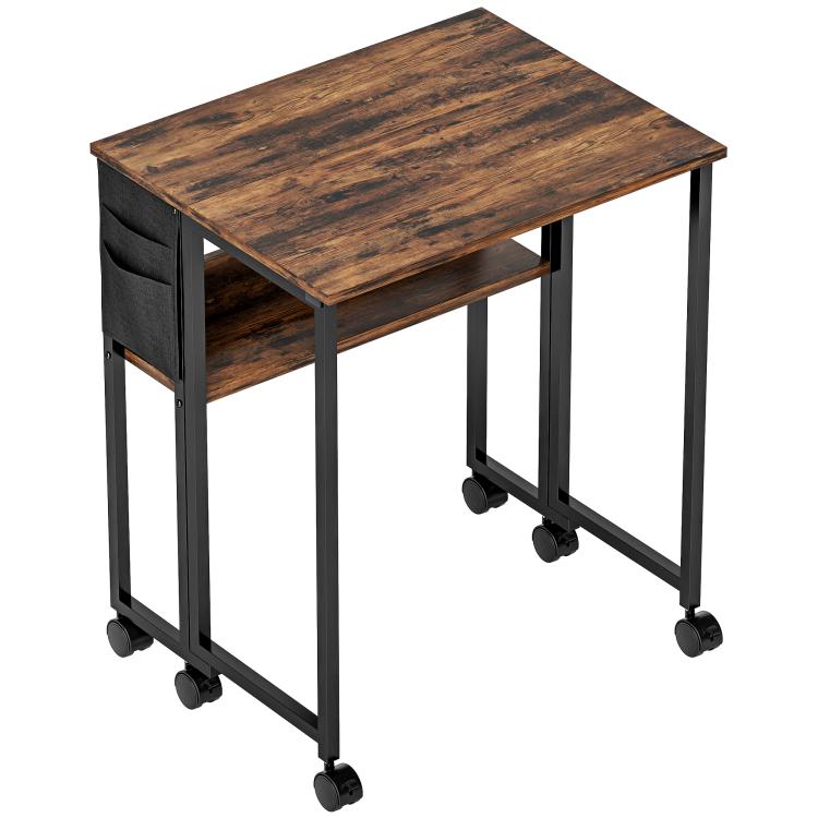 63 cm Drop Leaf Writing Work Desk - Rustic Brown