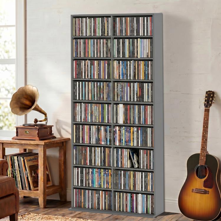 640 CD/360 DVD Storage Unit, Blu-ray Media Storage Shelf, Grey