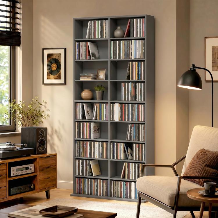 640 CD/360 DVD Storage Unit, Blu-ray Media Storage Shelf, Grey