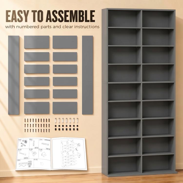 640 CD/360 DVD Storage Unit, Blu-ray Media Storage Shelf, Grey
