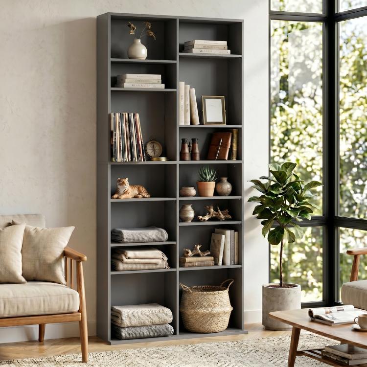 640 CD/360 DVD Storage Unit, Blu-ray Media Storage Shelf, Grey