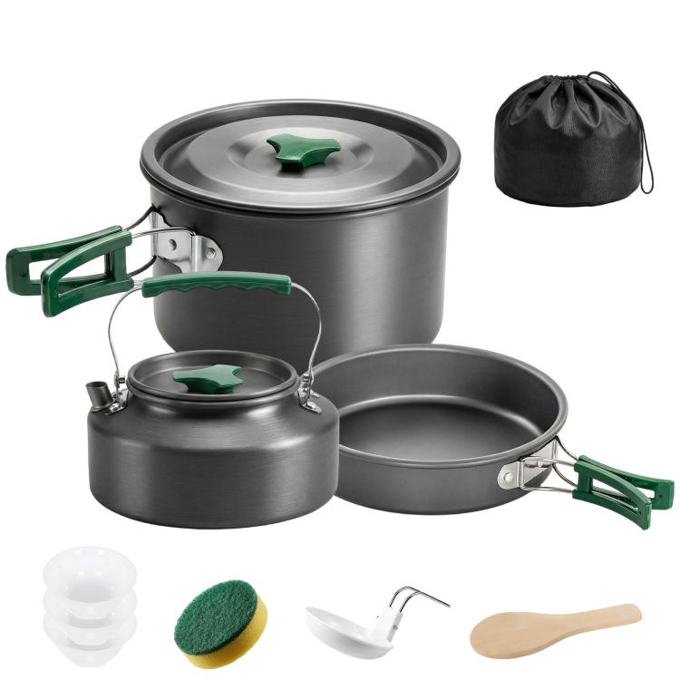 Camping Cookware Set for 2-3 Ultralight Aluminium Cooking Kit Grey