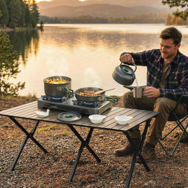 Camping Cookware Set for 2-3 Ultralight Aluminium Cooking Kit Grey