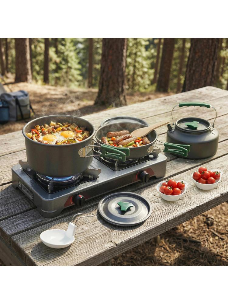 Camping Cookware Set for 2-3 Ultralight Aluminium Cooking Kit Grey