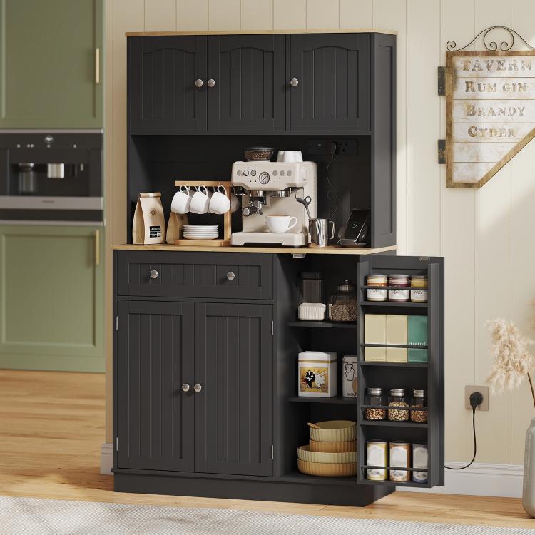 173 cm Tall Kitchen Cupboard Pantry Storage Cabinet, Black