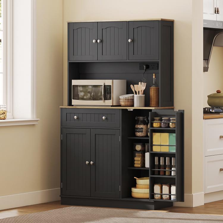 173 cm Tall Kitchen Cupboard Pantry Storage Cabinet, Black