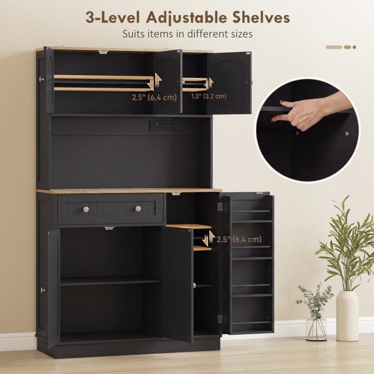 173 cm Tall Kitchen Cupboard Pantry Storage Cabinet, Black