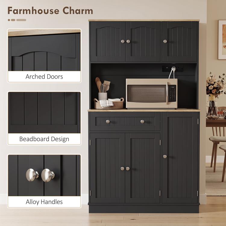 173 cm Tall Kitchen Cupboard Pantry Storage Cabinet, Black