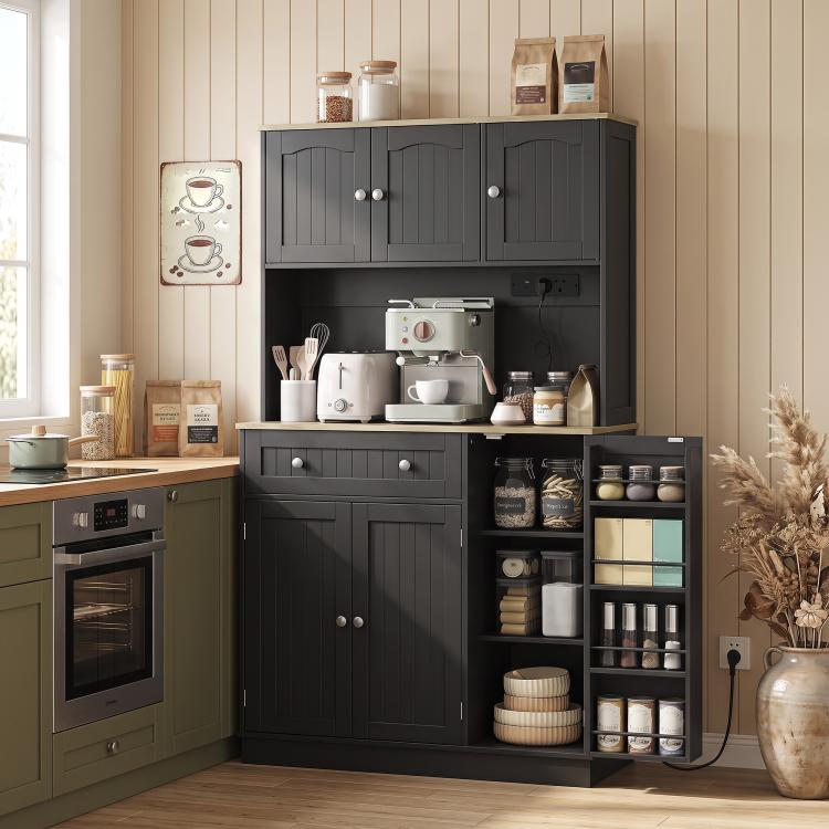 173 cm Tall Kitchen Cupboard Pantry Storage Cabinet, Black