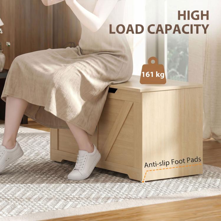 100L Storage Chest w/ Safety Hinge 80 x 40 x 45 cm Nature Wood