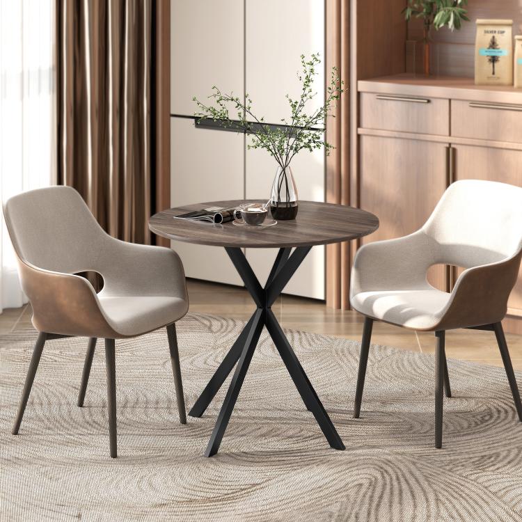 80cm Industrial Round Dining Table - Brown