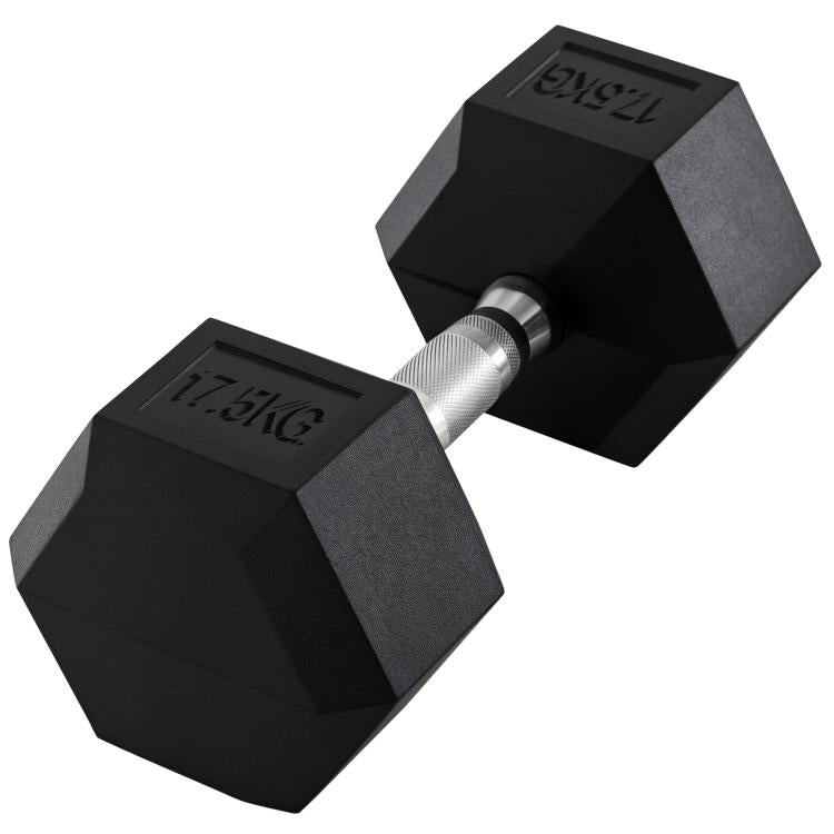 17.5KG Single Rubber Hex Dumbbell Portable Hand Weights Dumbbell Home Gym