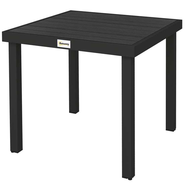 78 cm Garden Dining Table for 4 People, Square Outdoor Coffee End Side Table with Aluminium Legs, Black
