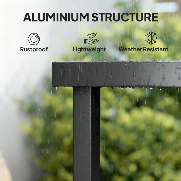 78 cm Garden Dining Table for 4 People, Square Outdoor Coffee End Side Table with Aluminium Legs, Black