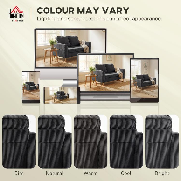 2 Seater Sofa, 140 cm Loveseat Sofa with Spring Cushions, Metal Legs, 2 Pillows, Dark Grey