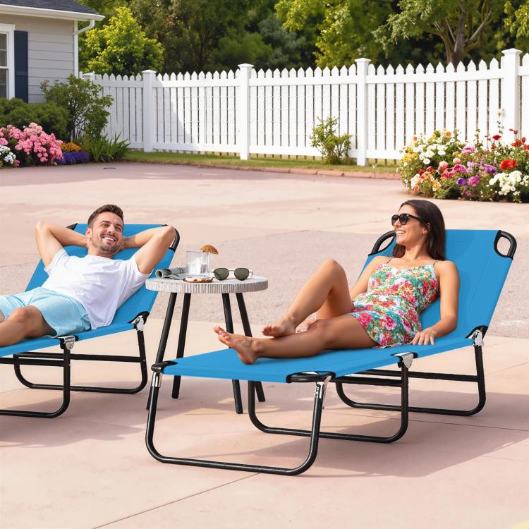 Garden Sun Lounger, with Five-Position Back - Sky Blue