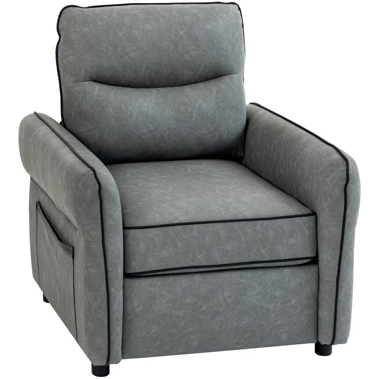 Accent Chair, Faux Leather Armchair - Grey