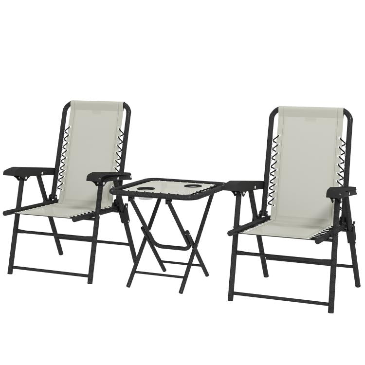 Three-Piece Garden Table and Chair Set - Cream White