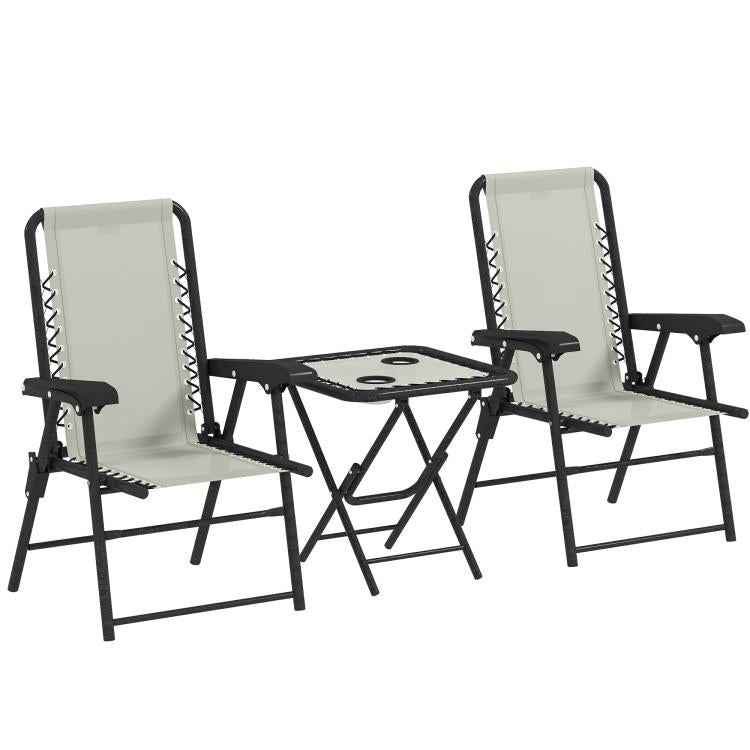 Three-Piece Garden Table and Chair Set - Cream White