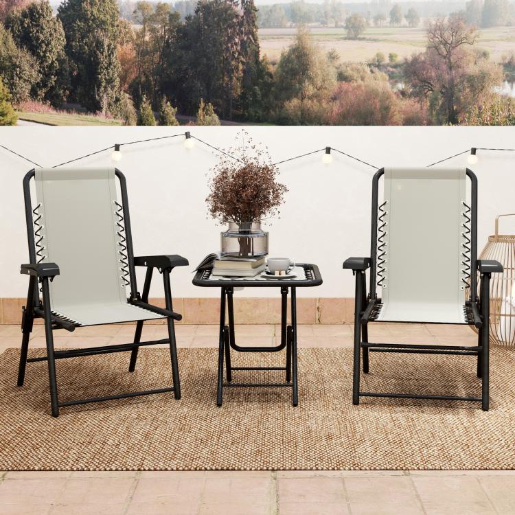 Three-Piece Garden Table and Chair Set - Cream White
