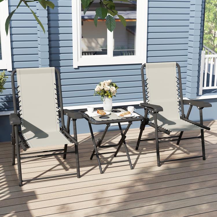 Three-Piece Garden Table and Chair Set - Cream White