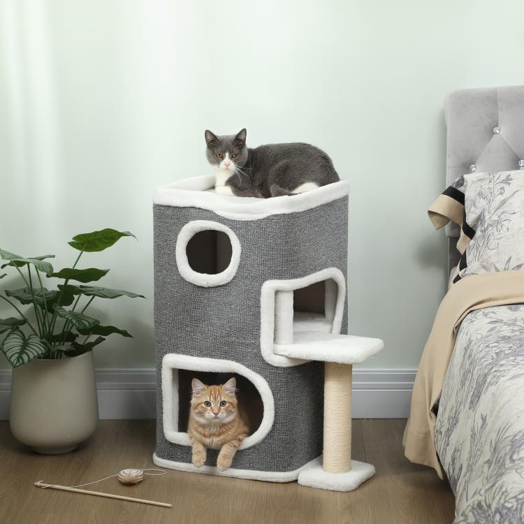 75 cm Cat Tree, Cat Tower Condo for Indoor Cats with Scratching Post, Jumping Platform, Grey