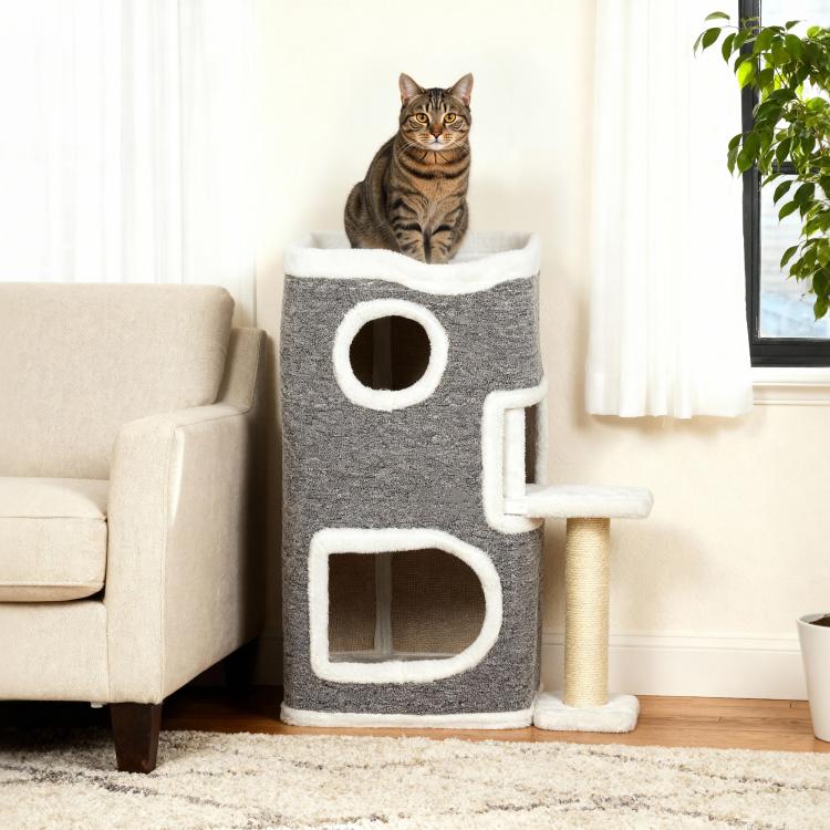 75 cm Cat Tree, Cat Tower Condo for Indoor Cats with Scratching Post, Jumping Platform, Grey