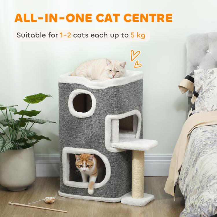 75 cm Cat Tree, Cat Tower Condo for Indoor Cats with Scratching Post, Jumping Platform, Grey