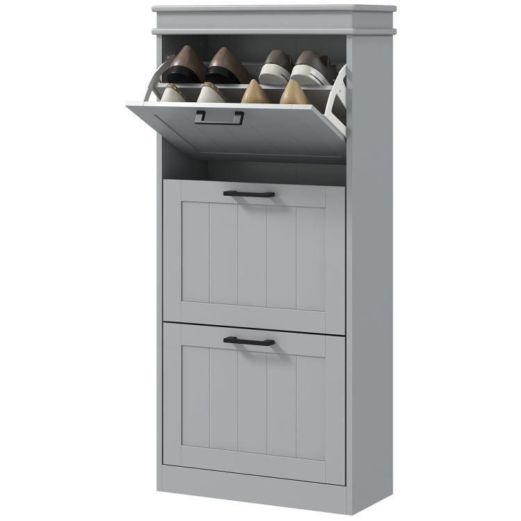 Three-Drawer Minimalistic Shoe Cabinet - Grey