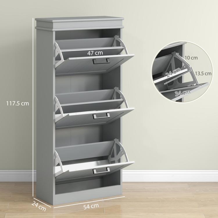Three-Drawer Minimalistic Shoe Cabinet - Grey